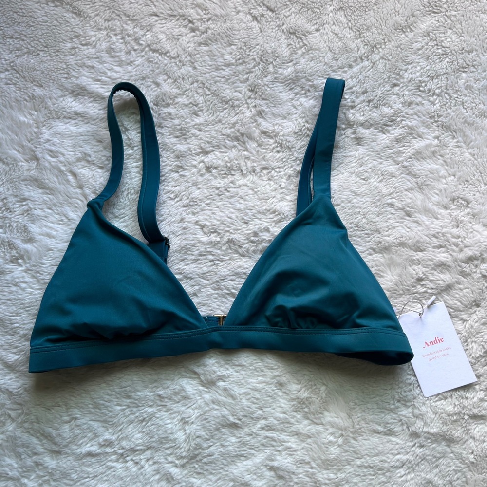 Andie The Caicos Top Azur Teal Blue Triangle Bikini Swim Top AT185-AZUR Womens S